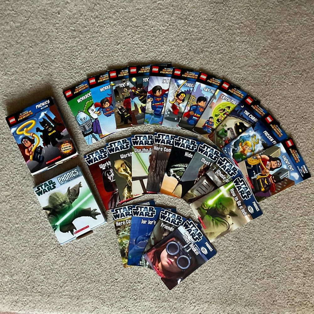 Phonics - Lot of 23 Books - Grade 1 - Star Wars and Lego Super Hero - Boxed Set